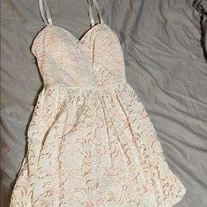 Pink and white mini dress